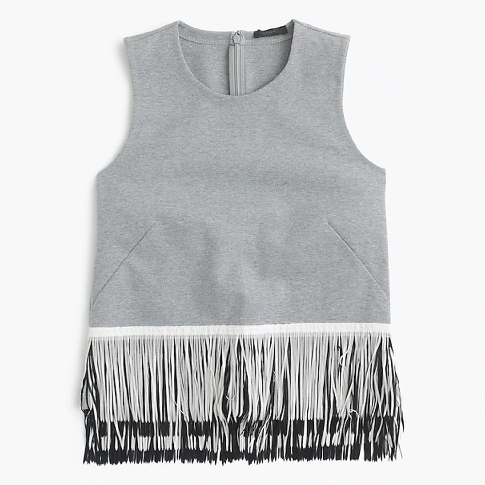 Jcrew frindge Grey top new with tags